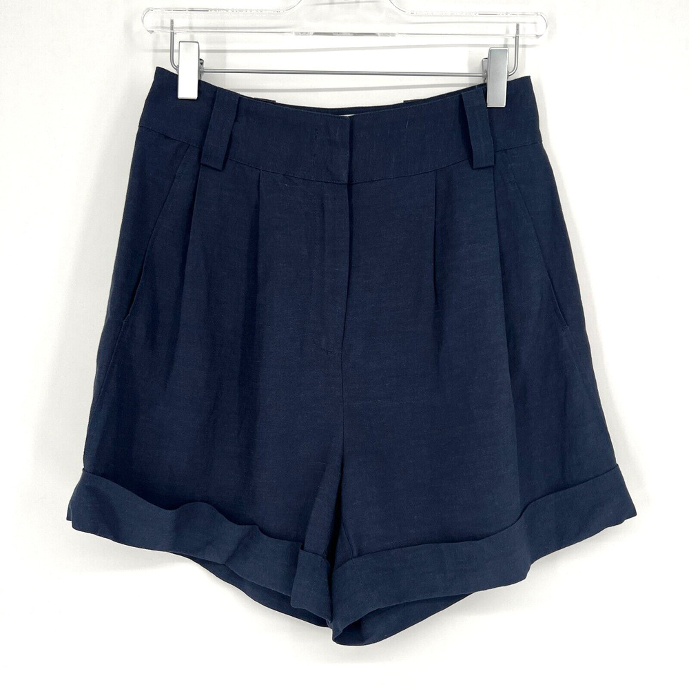G. Label GOOP Shorts Womens 2 Linen Blend‎ Blue High Rise Classic Preppy